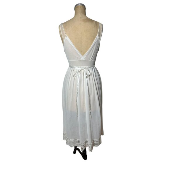 1950s white peignoir 2 pce set nightgown and robe by Rogers Size S - Picture 9 of 10